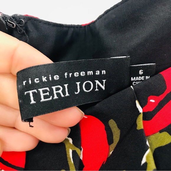 Rickie Freeman Silk Floral Short Dress Size 6 - Picture 7 of 10